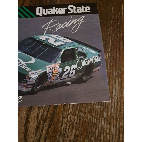 VTG 1990 Brett Bodine Quaker State Racing Driver Card NASCAR King Racing Buick - Picture 2 of 3
